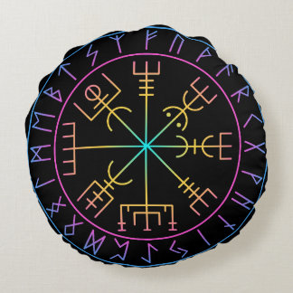 Coussins Ronds Conception de symbole de compas viking Vegvisir