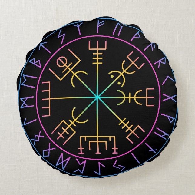 Coussins Ronds Conception de symbole de compas viking Vegvisir (Dos)