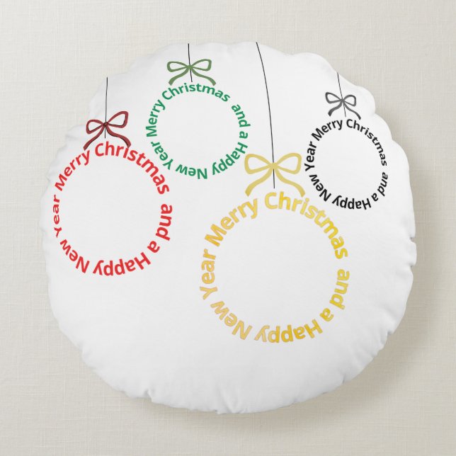 Coussins Ronds Conception de texte d'ornements de Noël (Devant)