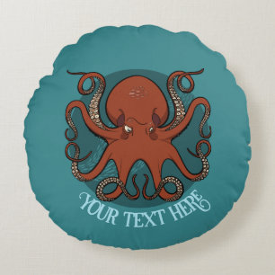 Coussins Ronds Conception de texte personnalisée Grand Octopus Ro
