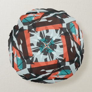 Coussins Ronds Conception de tuiles tournantes en orange, noir et