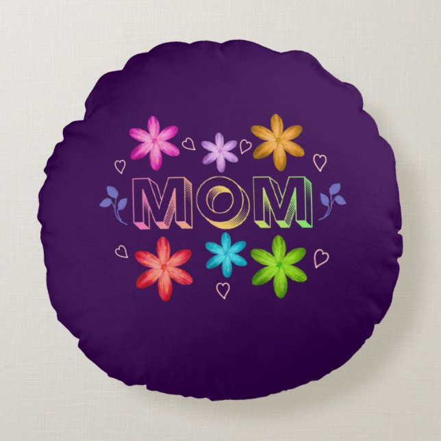 Coussins Ronds Conception de typographie maman, texte d'art de ci (Devant)
