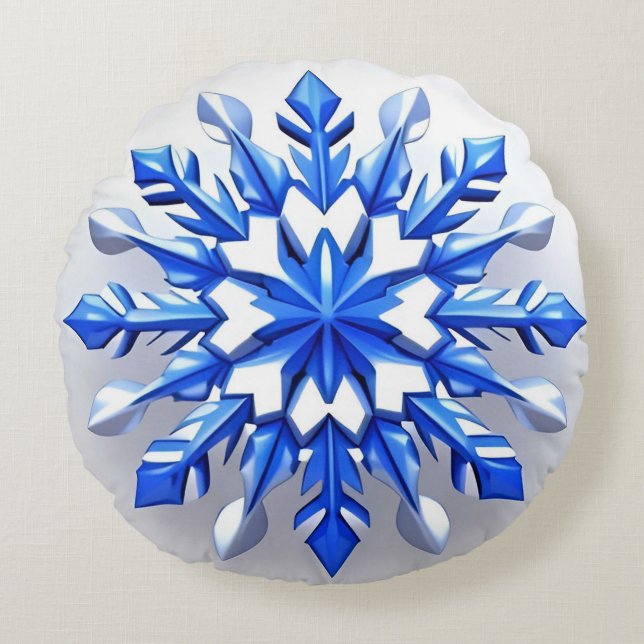 Coussins Ronds Conception détaillée de flocon de neige (Devant)