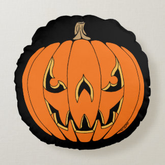 Coussins Ronds Conception d'Halloween de citrouille effrayante Ja