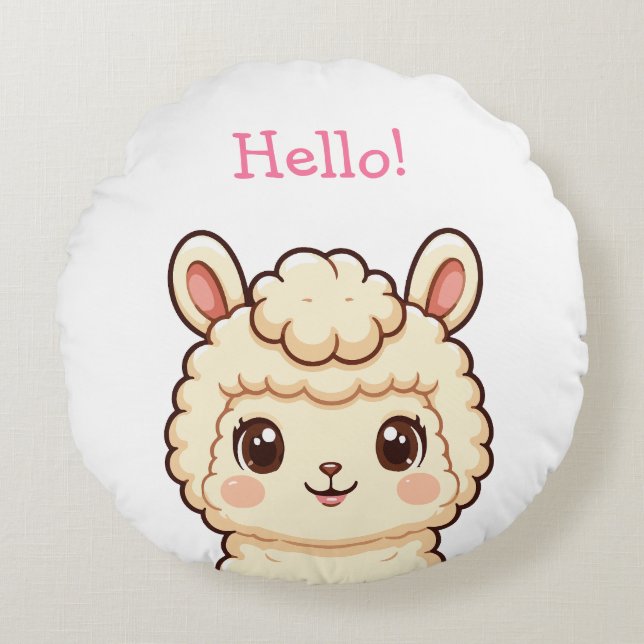 Coussins Ronds Conception d'illustration de lama mignon (Devant)