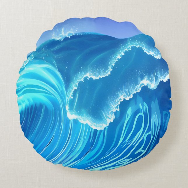 Coussins Ronds Conception d'ondes de mer - Vague de flux (Devant)