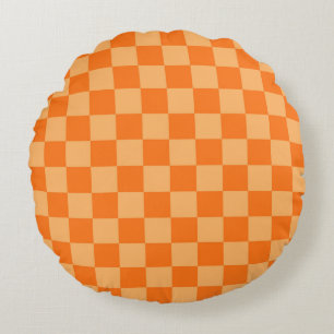 Coussins Ronds Conception du Motif Plaid du vérificateur orange