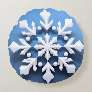 Coussins Ronds Conception élégante de flocon de neige en 3D