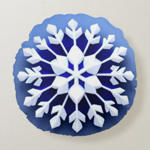 Coussins Ronds Conception élégante de flocon de neige en 3D
