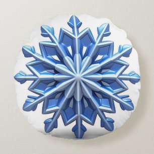 Coussins Ronds Conception élégante de flocon de neige en 3D