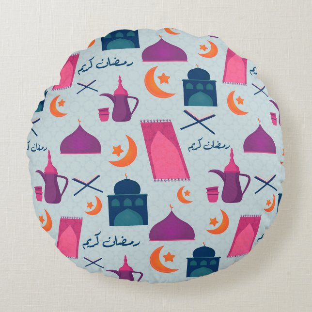 Coussins Ronds Conception festive de Ramadan islamique (Devant)