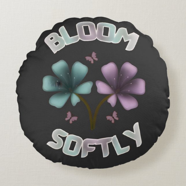 Coussins Ronds Conception florale de printemps Bloom Softly Paste (Devant)