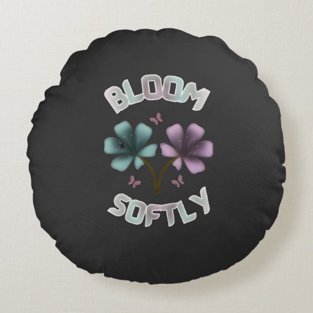 Coussins Ronds Conception florale de printemps Bloom Softly Paste (Devant)
