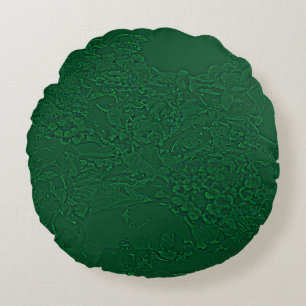 Coussins Ronds Conception florale latine verte.