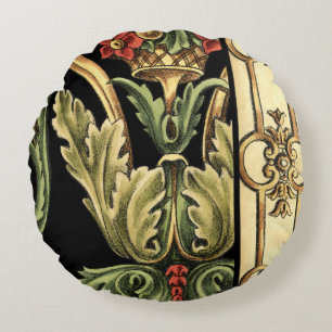 Coussins Ronds Conception florale ornementale avec les frontière