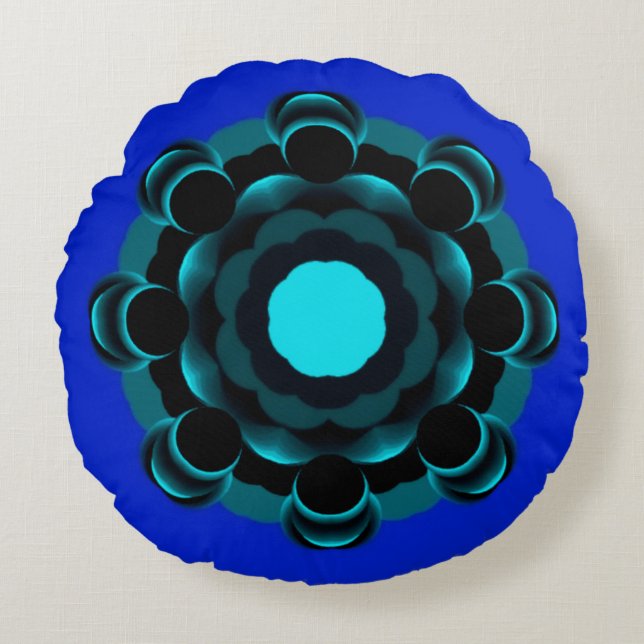 Coussins Ronds Conception Mandala turquoise ~ 7.25.24.2 (Devant)