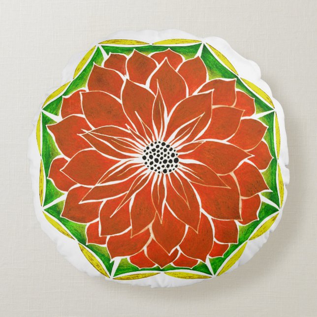 Coussins Ronds Conception ORANGE de POINSETTIA (Devant)