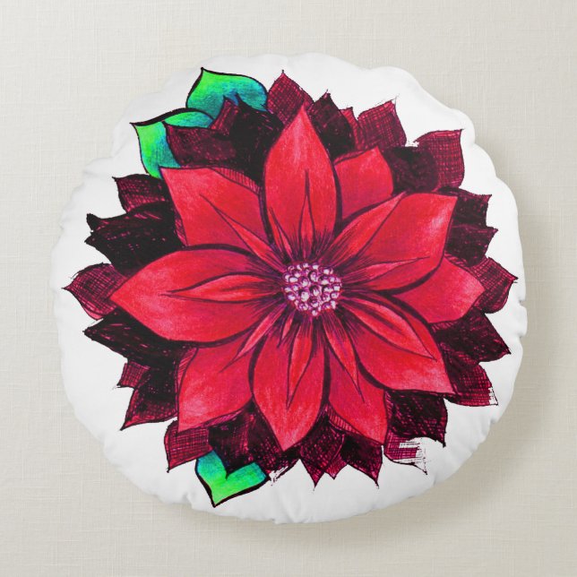 Coussins Ronds Conception ROUGE CLASSIQUE de POINSETTIA (Devant)