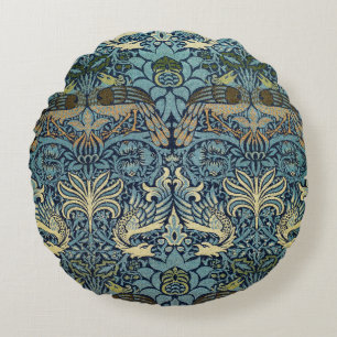 Coussins Ronds Conception tissée de William Morris Paon et Dragon