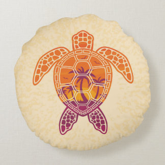 Coussins Ronds Conception Tropicale de la tortue de mer coucher d