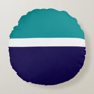 Coussins Ronds Conception turquoise de blocs de couleur bleu blan