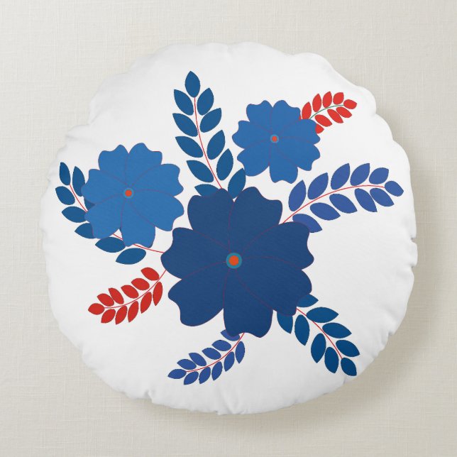 Coussins Ronds Conception vectorielle de fleurs bleues simples (Devant)