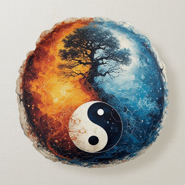 Coussins Ronds Conception vibrante de Yin Yang (Devant)