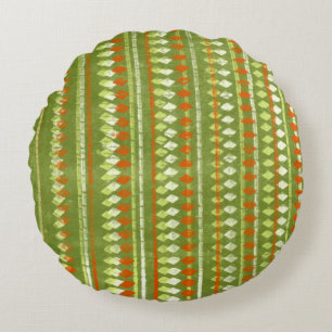 Coussins Ronds Conception vintage de crayon vert et orange