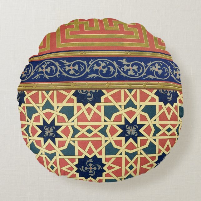 Coussins Ronds Conceptions décoratives arabes (litho de couleur) (Devant)