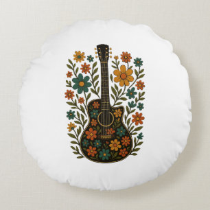 Coussins Ronds Conceptions Guitare & Fleurs
