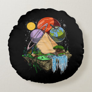 Coussins Ronds Conspiration antique égyptienne d'aliens d'espace