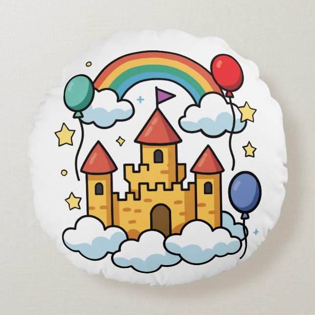 Coussins Ronds Construire des châteaux dans le ciel (Devant)