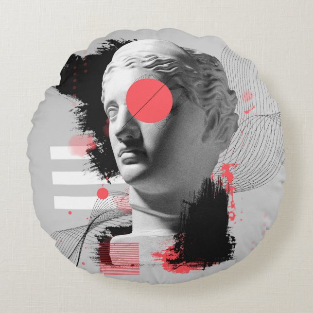 Coussins Ronds Contemporary art collage with antique statue head  (Devant)