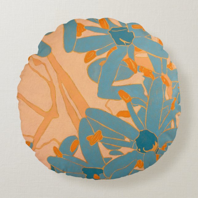 Coussins Ronds Contemporary Leaf Design in Peach  (Devant)