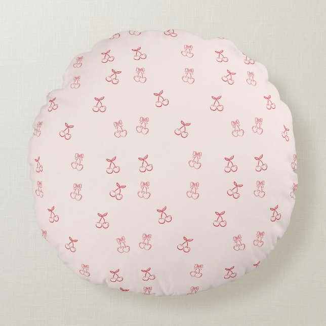 Coussins Ronds Contour de cerise Minimalisme (Devant)