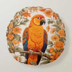 Coussins Ronds Conure Soleil Magnifique Inspiré de William Morris
