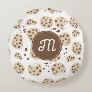 Coussins Ronds Cookies à chips chocolat Motif Monogramme