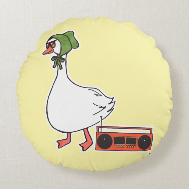 Coussins Ronds Cool 80s Bonnet Drôle de cuisine Goose Cartoon (Devant)