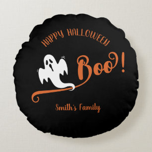 Coussins Ronds Cool Boo Petit Fantôme Joyeux Halloween Noir