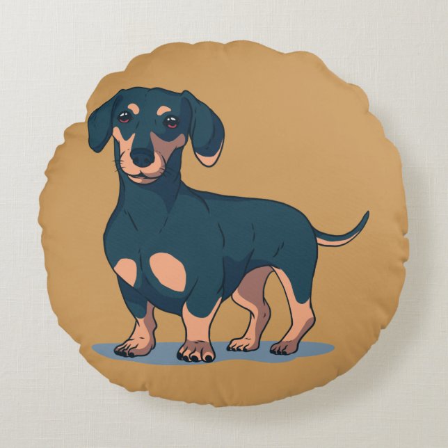 Coussins Ronds Cool noir Dachshund conception chien (Devant)