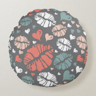 Coussins Ronds Copie de baiser et motif de coeur