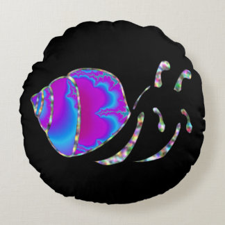Coussins Ronds Coquille d'escargot fractée bleue et violette