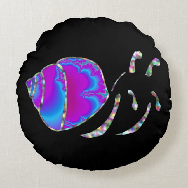 Coussins Ronds Coquille d'escargot fractée bleue et violette (Devant)