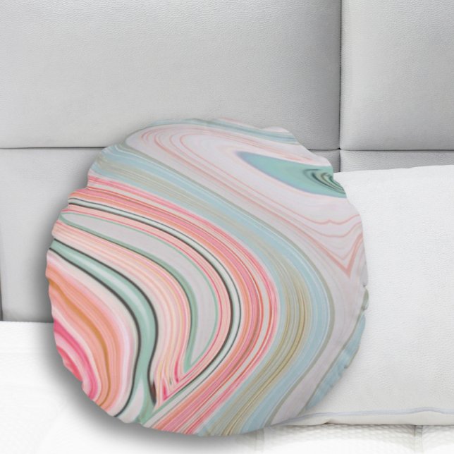 Coussins Ronds corail rose vif menthe vert arc-en-ciel tourbillon (Créateur téléchargé)