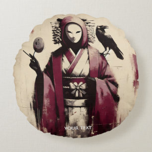 Coussins Ronds Corbeau Imaginaire Porcelaine Masque Corbeau