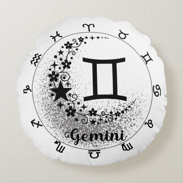 Coussins Ronds Cosmic Confort Cushion : Embrassez Votre Gemini In (Devant)