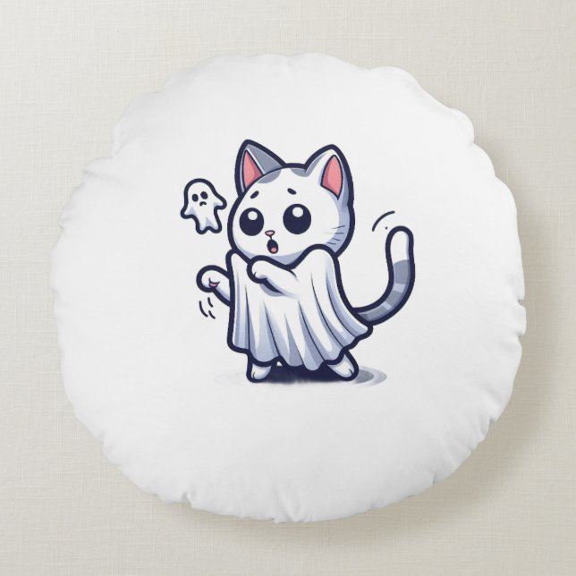 Coussins Ronds Costume Halloween Ghost Kitty (Devant)
