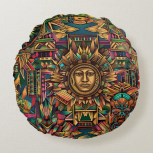 Coussins Ronds Cosy bleu "Vibrant Emblème Historique" Plush Cushi