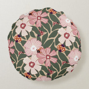 Coussins Ronds Cosy Woodland Ladybugs & Couleurs Fleurs sauvages