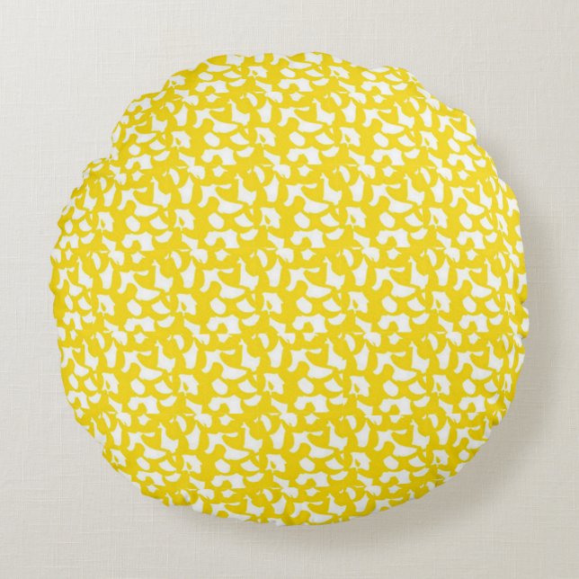 Coussins Ronds Coton de design d'art Motif jaune Abstrait (Devant)